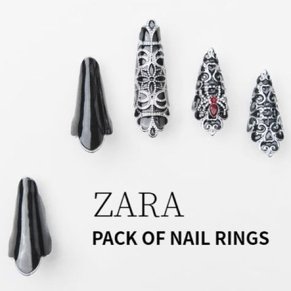 New Zara Pack of Metal Fingernail Rings Halloween Goth Spider 1011/201 - Picture 1 of 8